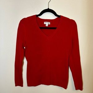 St. Johns Bay Red Ribbed Sweater